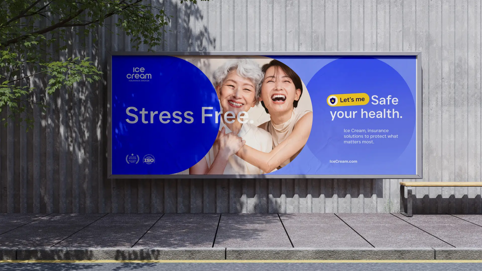 Wide billboard in the street mockup. 3D Rendering of advertisement space. Template of a billboard